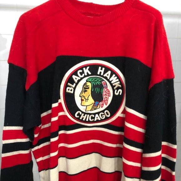 *RARE* VINTAGE CHICAGO BLACKHAWKS CCM HERITAGE SWEATER JERSEY MADE IN CANADA - Picture 1 of 7
